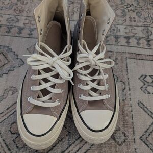 Converse High-Top Sneakers in Taupe and White